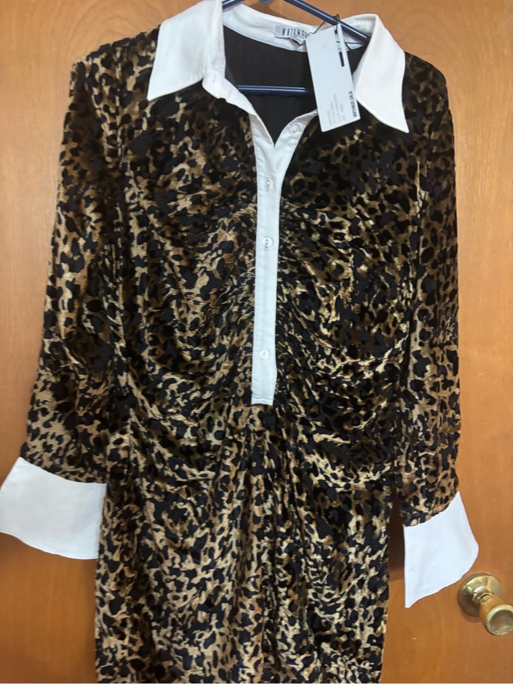 WATARMSE Brown & Black Dress with White Trim